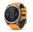 Garmin fēnix® 8 – 51 mm, AMOLED Sapphire, Titanium s Orange/Graphite silikonovým řemínkem.